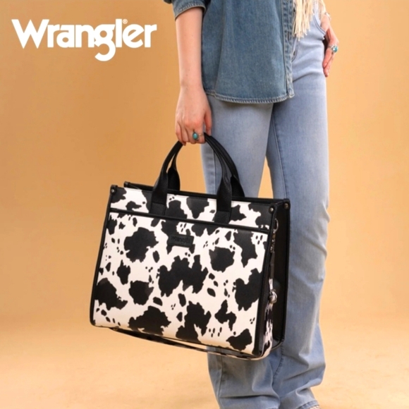 Wrangler Handbags - Wrangler Carry-All Large Tote Work Tote /Crossbody - Cow-Black